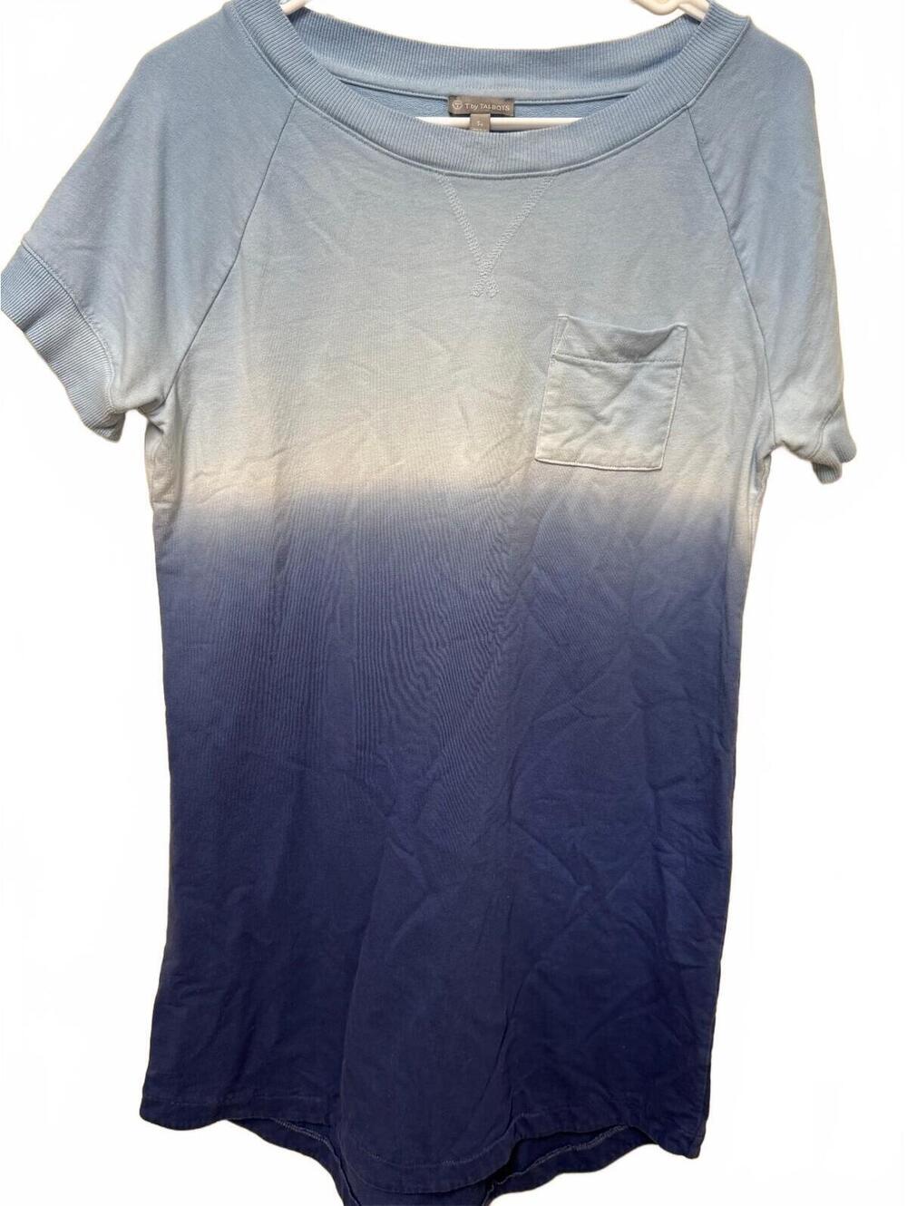 T by Talbots Blue Ombre Short Sleeve Pocket Top